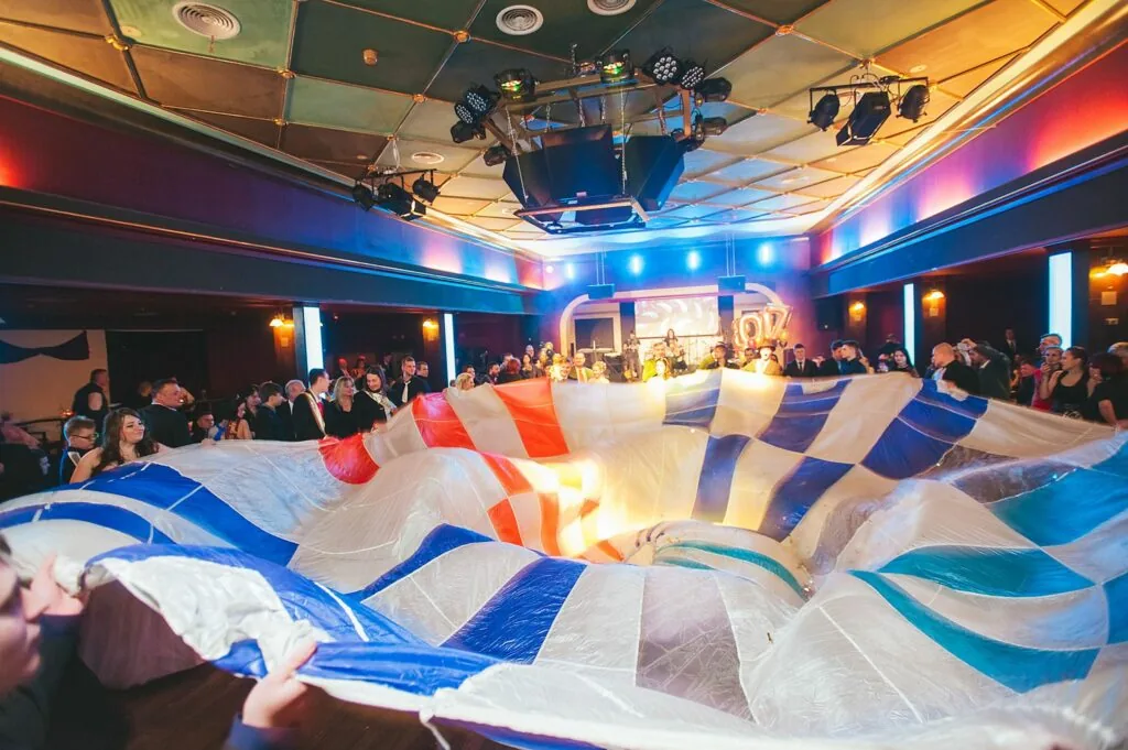 A hall decorated for a prom ball